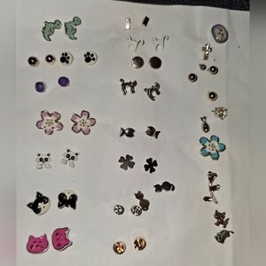 Lot Of Stud Earrings - 17 Pairs & 12 Singles